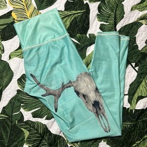Teeki Turquoise Leggings with Skull Design